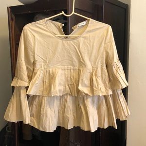 Farrow Tan Long-Sleeves Blouse Sized S